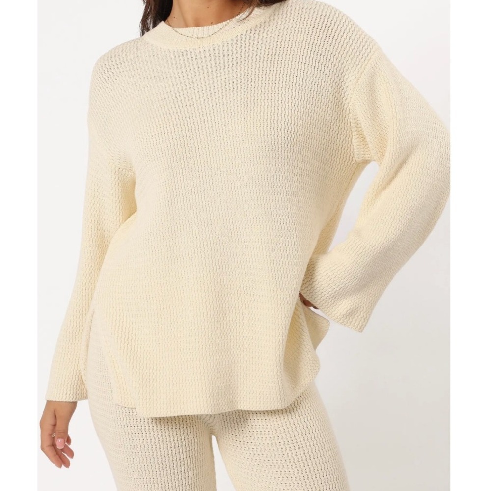 Petal‎ + Pup McKinely Cotton Sweater Cream Textured Knit Oversized Medium Scandi